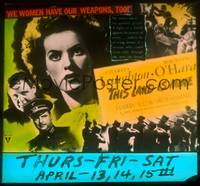 9h116 THIS LAND IS MINE glass slide '43 Maureen O'Hara fights Nazis, Charles Laughton, Jean Renoir