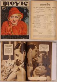 9h004 MOVIE MIRROR magazine April 1934, Joan Blondell in raincoat with umbrella by Mila Baine!