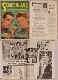 9h068 SCREENLAND magazine September 1948, Humphrey Bogart & Lauren Bacall starring in Key Largo!