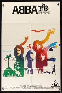 9j495 ABBA: THE MOVIE Aust 1sh '77 Swedish pop rock, cool art of all 4 band members!
