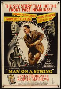 9j545 MAN ON A STRING Aust 1sh '60 art of Ernest Borgnine, who spent ten years as a counterspy!