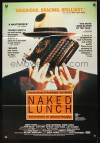 9j553 NAKED LUNCH Aust 1sh '91 David Cronenberg, Peter Weller, William S. Burroughs, wild image!