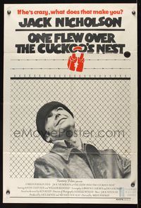 9j557 ONE FLEW OVER THE CUCKOO'S NEST Aust 1sh '75 great image of Nicholson, Milos Forman classic!