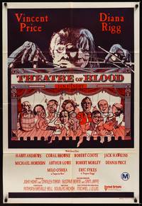 9j578 THEATRE OF BLOOD Aust 1sh '73 great art of puppet masters Vincent Price & Diana Rigg!
