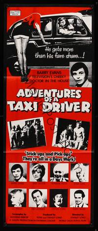 9j592 ADVENTURES OF A TAXI DRIVER Aust daybill '76 Barry Evans, Judy Geeson, sexy wacky artwork!