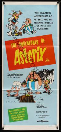 9j593 ADVENTURES OF ASTERIX Aust daybill '76 French cartoon, cool artwork!