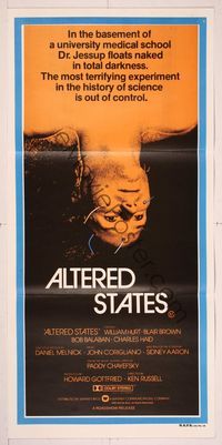 9j599 ALTERED STATES Aust daybill '80 William Hurt, Paddy Chayefsky, Ken Russell, sci-fi horror!