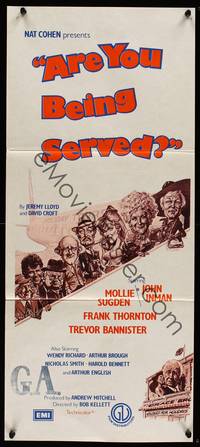 9j611 ARE YOU BEING SERVED Aust daybill '77 Wendy Richard, Langford art from classic English TV!