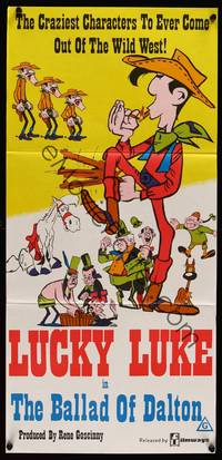 9j615 BALLAD OF DALTON Aust daybill '78 Lucky Luke, really great cartoon western art!