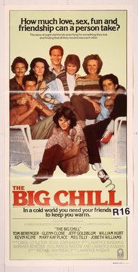 9j624 BIG CHILL Aust daybill '83 Tom Berenger, Glenn Close, Jeff Goldblum & William Hurt!