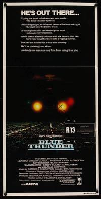 9j633 BLUE THUNDER Aust daybill '83 Roy Scheider, Warren Oates, cool helicopter over city image!