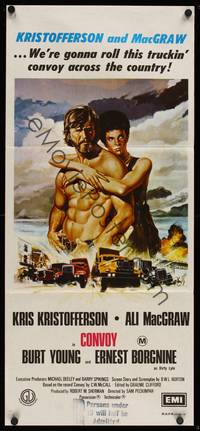9j672 CONVOY Aust daybill '78 art of barechested trucker Kris Kristofferson & sexy Ali McGraw!