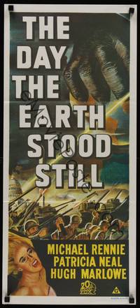 9j680 DAY THE EARTH STOOD STILL Aust daybill R70s classic Robert Wise sci-fi, wacky art!