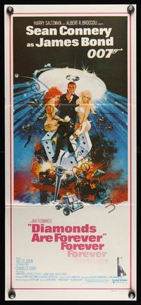 9j691 DIAMONDS ARE FOREVER Aust daybill '71 art of Sean Connery as James Bond by Robert McGinnis!
