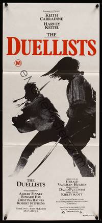 9j699 DUELLISTS Aust daybill '77 Ridley Scott, Keith Carradine, Harvey Keitel, cool fencing image!