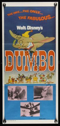9j700 DUMBO Aust daybill R76 Walt Disney circus elephant classic!