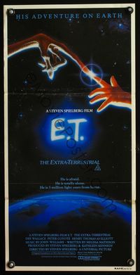 9j701 E.T. THE EXTRA TERRESTRIAL Aust daybill '82 Steven Spielberg classic, John Alvin art!