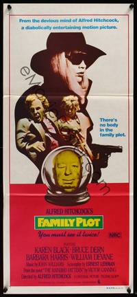 9j711 FAMILY PLOT Aust daybill '76 from the mind of devious Alfred Hitchcock, Karen Black!