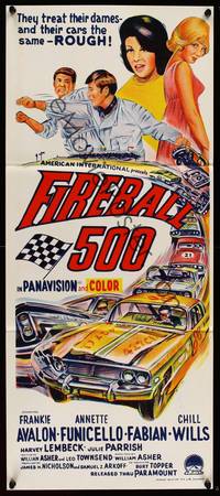 9j712 FIREBALL 500 Aust daybill '66 driver Frankie Avalon & Annette Funicello, cool car art!