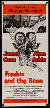 9j719 FREEBIE & THE BEAN Aust daybill '74 James Caan, Alan Arkin, wacky screwball cop artwork!