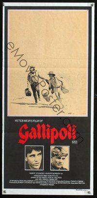 9j726 GALLIPOLI Aust daybill '81 Peter Weir, Mel Gibson & Mark Lee cross desert on foot!