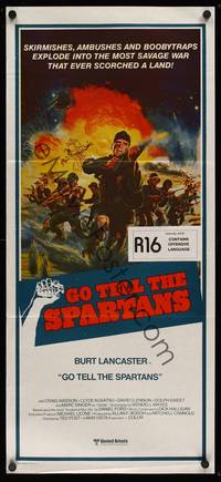 9j735 GO TELL THE SPARTANS Aust daybill '78 cool art of Burt Lancaster in Vietnam War!
