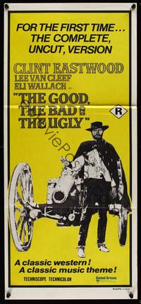 9j740 GOOD, THE BAD & THE UGLY Aust daybill R70s Clint Eastwood, Sergio Leone classic!