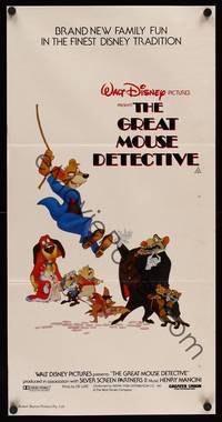 9j745 GREAT MOUSE DETECTIVE Aust daybill '86 Walt Disney's crime-fighting Sherlock Holmes cartoon!