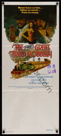 9j746 GREAT TRAIN ROBBERY Aust daybill '79 Connery, Sutherland & Lesley-Anne Down by Tom Jung!