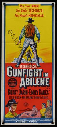9j750 GUNFIGHT IN ABILENE Aust daybill '67 art of cowboy Bobby Darin in a showdown!