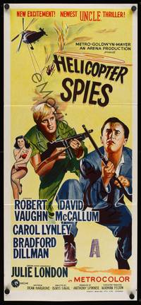9j755 HELICOPTER SPIES Aust daybill '67 Robert Vaughn, David McCallum, The Man from U.N.C.L.E.!