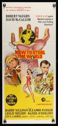 9j763 HOW TO STEAL THE WORLD Aust daybill '68 Robert Vaughn is The Man from UNCLE, different art!