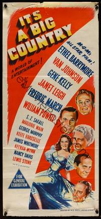 9j772 IT'S A BIG COUNTRY Aust daybill '51 Janet Leigh, Gene Kelly & other major stars!