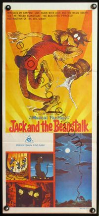 9j773 JACK & THE BEANSTALK Aust daybill '74 cool cartoon art of classic fairy tale!