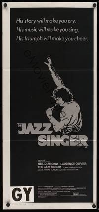 9j777 JAZZ SINGER Aust daybill '81 artwork of Neil Diamond singing into microphone, re-make!