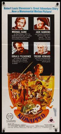 9j782 KIDNAPPED Aust daybill '71 Michael Caine, Robert Louis Stevenson!