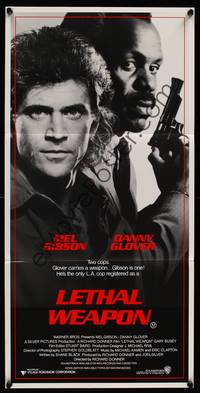 9j799 LETHAL WEAPON Aust daybill '87 great close image of cop partners Mel Gibson & Danny Glover!