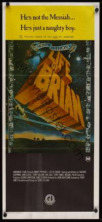 9j801 LIFE OF BRIAN Aust daybill '79 Monty Python, Graham Chapman, William Stout art!