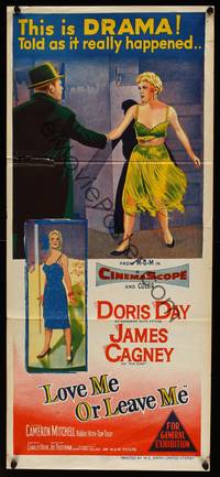 9j805 LOVE ME OR LEAVE ME Aust daybill '55 Doris Day as famed Ruth Etting, James Cagney!