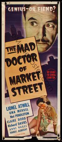 9j806 MAD DOCTOR OF MARKET STREET Aust daybill '42 is Lionel Atwill a genius or fiend!