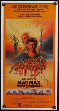 9j808 MAD MAX BEYOND THUNDERDOME Aust daybill '85 art of Mel Gibson & Tina Turner by Amsel!