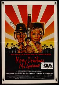 9j817 MERRY CHRISTMAS MR. LAWRENCE Aust daybill '83 really cool art of David Bowie!