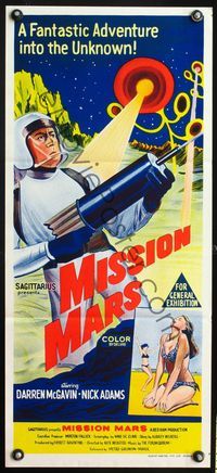 9j822 MISSION MARS Aust daybill '68 Darren McGavin, a fantastic sci-fi adventure into the unknown!