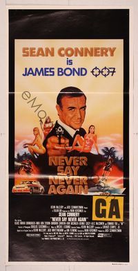9j832 NEVER SAY NEVER AGAIN Aust daybill '83 art of Sean Connery as James Bond 007 by R. Dorero!