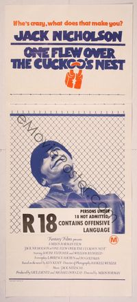 9j843 ONE FLEW OVER THE CUCKOO'S NEST Aust daybill '75 Jack Nicholson, Milos Forman classic!