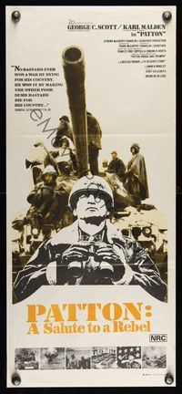 9j850 PATTON Aust daybill '70 General George C. Scott military World War II classic!