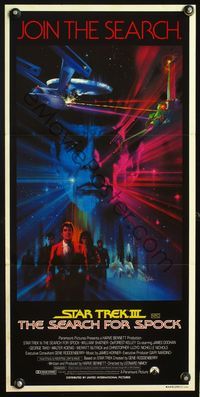 9j925 STAR TREK III Aust daybill '84 The Search for Spock, cool art of Leonard Nimoy by Bob Peak!