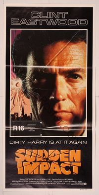 9j933 SUDDEN IMPACT Aust daybill '83 Clint Eastwood is at it again as Dirty Harry, great image!