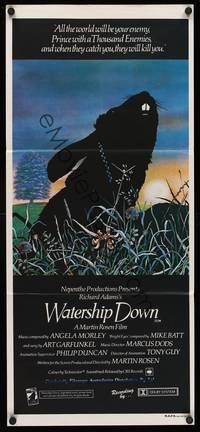9j974 WATERSHIP DOWN Aust daybill '78 based on Richard Adams' best seller, cool bunny art!