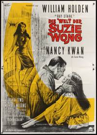 9j003 WORLD OF SUZIE WONG German 2p '60 Goetze art of William Holden & sexy Nancy Kwan!